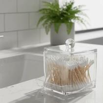 Dispenser Para Hastes de Algodão com Tampa Higiene Banheiro Quarto Cosméticos Decoração Casa Presente Transparente Dispenser Para Hastes de Algodão com Tampa Higiene Banheiro Quarto Cosméticos Decoração Casa Presente Transparente