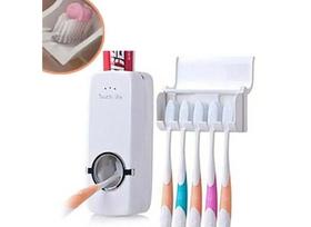 Dispenser Pasta De Dente Automatico E Porta Escovas Suporte Banheiro Cor Branca