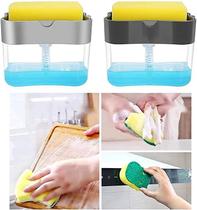 Dispenser Porta Detergente 2 Em 1 385ml + Esponja Lava Louça