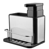 Dispenser Porta Detergente 3 Em 1 Escorredor Suporte Esponja Bucha Inox Pia Balcao Cozinha Limpeza Higiene Escorre Louça