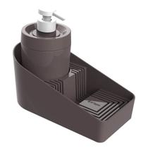 Dispenser Porta Detergente com Suporte para Sabão e Esponja Cinza Flat Crippa Pia Cozinha Dispenser Porta Detergente com Suporte para Sabão e Esponja Cinza Flat Crippa Pia Cozinha