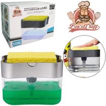 Dispenser Porta Detergente De Plástico Esponja 520Ml