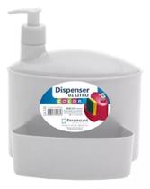 Dispenser Porta Detergente E Esponja 1L Preto / Branco