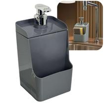 Dispenser Porta Detergente E Esponja Cinza Slim 500ml Compacto Uz