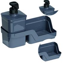 Dispenser Porta Detergente E Esponja Flat 500Ml Cor Chumbo