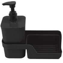 Dispenser Porta Detergente e Esponja Flat 500ML Cor Preto