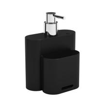 Dispenser Porta Detergente e Esponja Flat Slim 500ml Preto Dispenser Porta Detergente e Esponja Flat Slim 500ml Preto