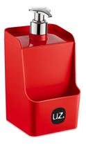 Dispenser Porta Detergente e Porta Esponja 2 em 1 Vermelho - Millenium