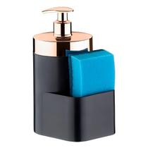 Dispenser Porta Detergente Líquido 500ml Esponja Bancada Pia Cozinha Preto Rose Gold - 520PTR Future