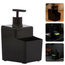 Dispenser Porta Detergente Líquido E Bucha Pia Cozinha Preto 570ml Bico Dosador