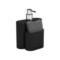 Dispenser Porta Detergente Líquido Esponja Cozinha Flat Preto- 17002/3 Coza