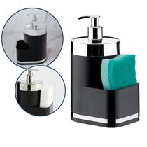 Dispenser Porta Detergente Suporte Esponja Pia Cozinha Preto Cromado