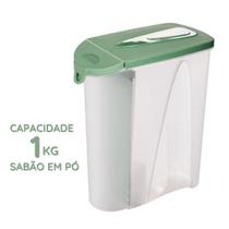Dispenser Porta Sabão Pó Líquido com Tampa Dosador 2,3L Pote Organizador Amaciante Lavanderia Resistente