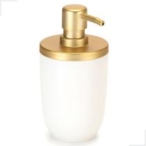 Dispenser Porta Sabonete Saboneteira Líquido Detergente 500ml Premium Banheira Lavabo Prata/Branco Arthi