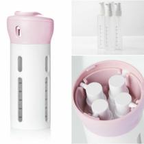 Dispenser Portátil De Viagem 4 em 1 Para Shampoo Creme Sabonete Rosa - Utimix