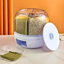 Dispenser Pote Girátorio Cereais Arroz Alimentos Giratório com 6 Divisões de Grãos Cereais, Organizador de Alimentos Secos Multiuso Acrílico