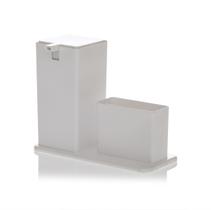 Dispenser Quadrado Branco Com Porta Esponja Sabão Liquido Dispenser Quadrado Branco Com Porta Esponja Sabão Liquido