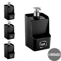 Dispenser Quadrado Slin Gourmet Porta Esponja Preto - 4un