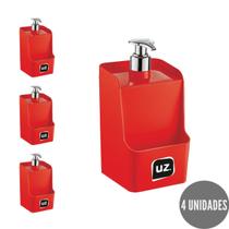 Dispenser Quadrado Slin Gourmet Porta Esponja Vermelho - 4un