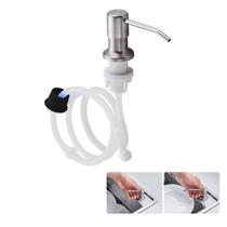 Dispenser Sabao Detergente Sabonete Liquido Mangueira Pia Cozinha Banheiro Embutir Dosador Suporte