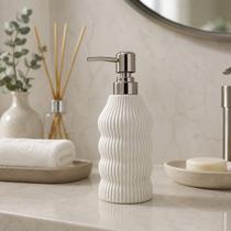 Dispenser Sabonete Linhas Verticais Branco Lavabo Modernista Dispenser Sabonete Linhas Verticais Branco Lavabo Modernista