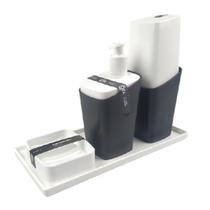 Dispenser Sabonete Líq Porta Escova Dente Bandeja Banheiro - Coza