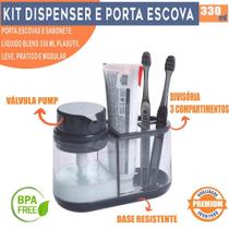 Dispenser Sabonete Líquido com Porta Escova e Creme Dental Organizador de Pia Banheiro Lavabo Suporte Decoração Moderna Dispenser Sabonete Líquido com Porta Escova e Creme Dental Organizador de Pia Banheiro Lavabo Suporte Decoração Moderna