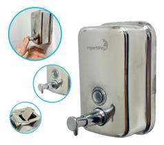 Dispenser Saboneteira Líquida Detergente Inox 500ml Parede Cor Cromado
