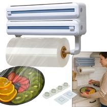 Dispenser Suporte Cortador De Plástico Filme PVC 3 Em 1 Papel Toalha Compacto Top