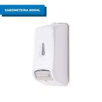 Dispenser Suporte Saboneteira Álcool Gel Branco 800ml Trilha Porta Sabonete Líquido Higiene Banheiro Lavabo Parede