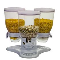 Dispenser triplo giratório para cereais e grãos com 3 potes de mesa