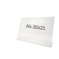 Display A4 (Horizontal) 30x21 Acrílico (PS) L Expositor Suporte Pix QRcode Aviso Mesa Cardapio Display A4 (Horizontal) 30x21 Acrílico (PS) L Expositor Suporte Pix QRcode Aviso Mesa Cardapio