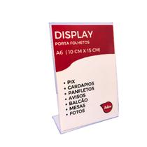 Display A6 L Expositor 10x15 Acrílico (PS) Etiqueta Pix QRcode Aviso Mesa Balcao Cardapio - Adre Utilidade