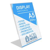 Display Acrílico Porta Folha Papel A5 L Vertical Mesa Balcão Display Acrílico Porta Folha Papel A5 L Vertical Mesa Balcão