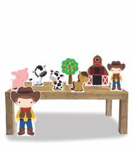 Display chão e mesa totens festa Fazendinha Menino 02 8 Pçs