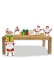 Display chão e mesa totens festa Feliz Natal Papai Noel 5 Pç