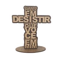 Display com Base Cruz Quando Penso em 16cm Madeira Mdf