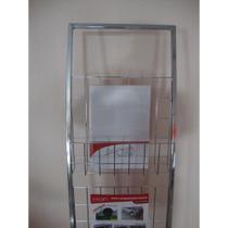 Display Cromado com Prateleiras Revisteiro Porta folder 3 Andares - Maki Display Cromado com Prateleiras Revisteiro Porta folder 3 Andares - Maki