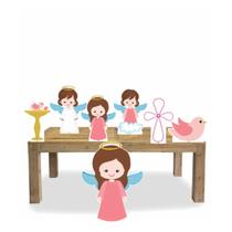 Display de chão e mesa totens Batizado Anjinho Menina 7 Peças Display de chão e mesa totens Batizado Anjinho Menina 7 Peças