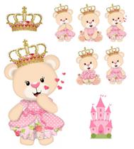 Display de chão e mesa totens festa Ursinha Princesa 8 Pçs Display de chão e mesa totens festa Ursinha Princesa 8 Pçs