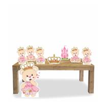 Display de chão e mesa totens festa Ursinha Princesa 8 Peças