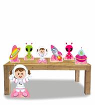 Display de chão mesa totens festa Astronauta Menina 02 7 Pçs