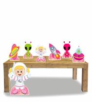 Display de chão mesa totens festa Astronauta Menina 03 7 Pçs