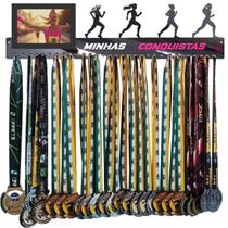 Display de Medalhas Corrida Rua Feminino com Porta Retrato