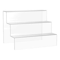 Display Escadinha Expositora De Acrílico Cristal Para Funko Pop 20x7x7cm 3 Degraus