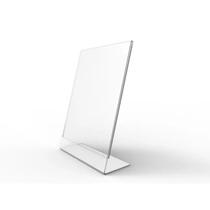 Display Expositor Porta Folha A5 Inclinado 15cm x 21cm PS Cristal 2mm para Mesa e Balcão