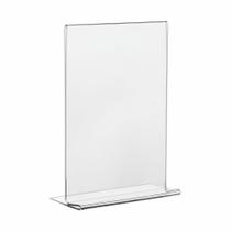 Display Expositor Porta Folha Papel A6 Reto (10,5cm x 15cm) PS Cristal 2mm para Mesa e Balcão - Ideal para Anúncios e Informações