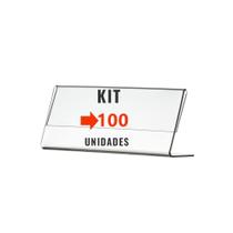 Display Expositor Suporte Acrilico Porta Preço e Etiqueta 10x5cm horizontal - Kit com 100 unidades