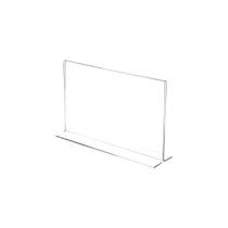 Display Expositor Suporte PS Acrilico em T tamanho A6 10x15cm de mesa e balcão no formato horizontal