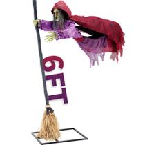 Display externo iluminado de Halloween ELAMAS Flying Witch 183 cm